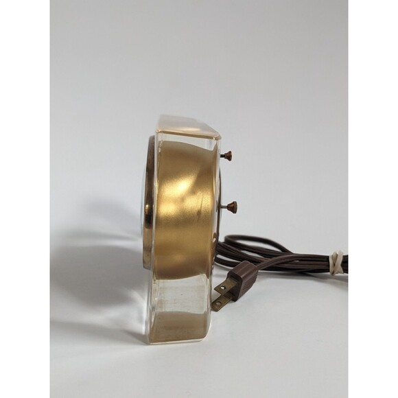 Vintage Sunbeam Lucite Bedside Clock Model B008 Hollywood Regency Glam Gold - Picture 8 of 16